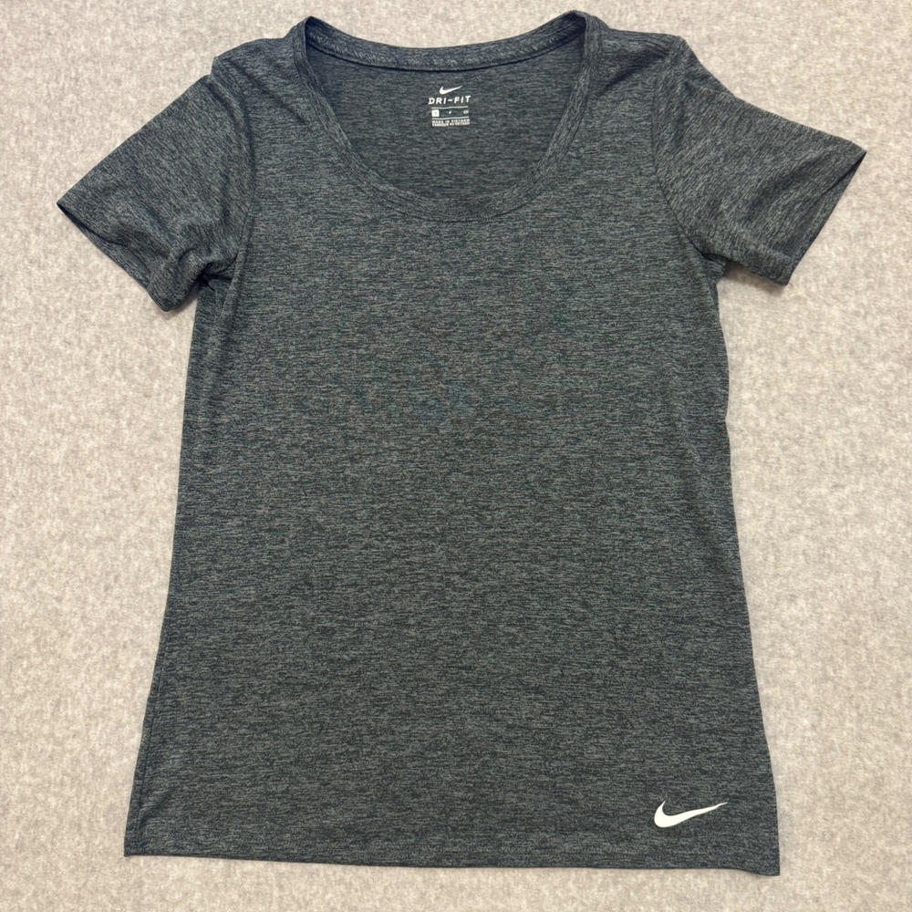 Nike Dri-FIT Womens Training T-Shirt Charcoal Grey Heather Small Running Active